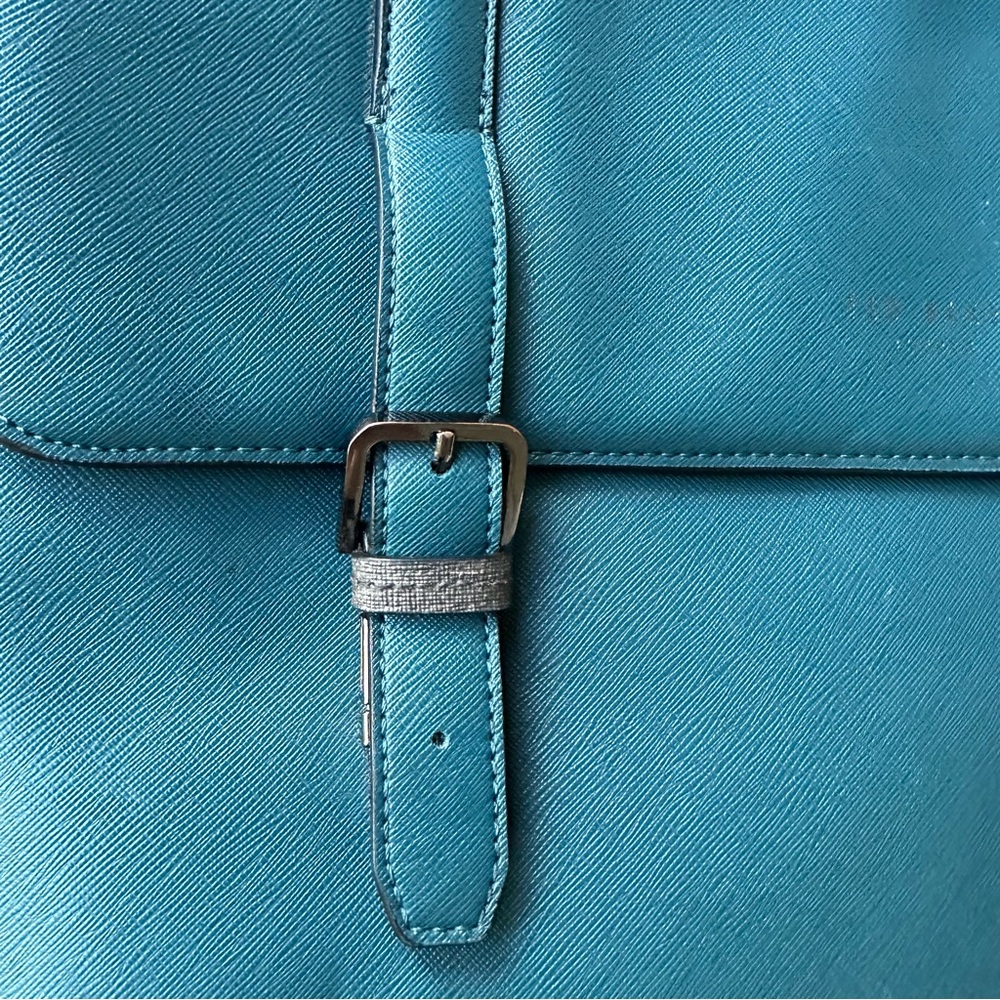 TED BAKER Spies Cross-grain Leather Satchel In Teal - Picture 7 of 16